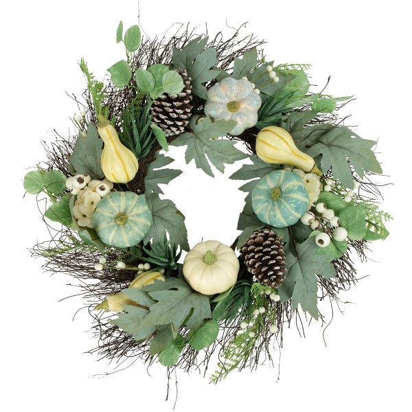 22 Inch Pumpkins and Berries Artificial Fall Harvest Wreath