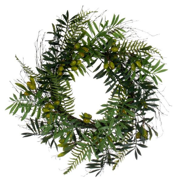 24" Artificial Mixed Olive Leaf Wreath for Home Door Wall Decor