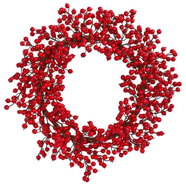 22" Berry Wreath – Red Artificial Holiday Decor