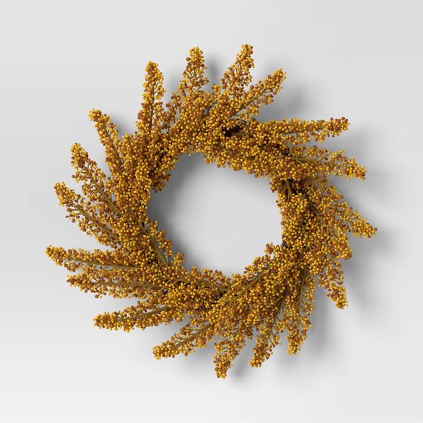 Goldenrod Mini Fall Wreath Autumn Floral Accent for Door or Wall Decor