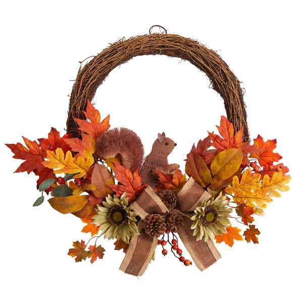 26" Fall Harvest Wreath with Bunny – Autumn Décor