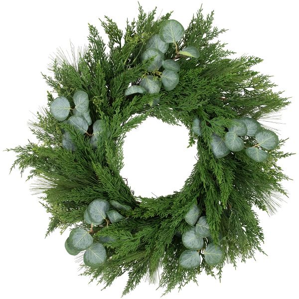 24” Mixed Pine & Eucalyptus Artificial Wreath