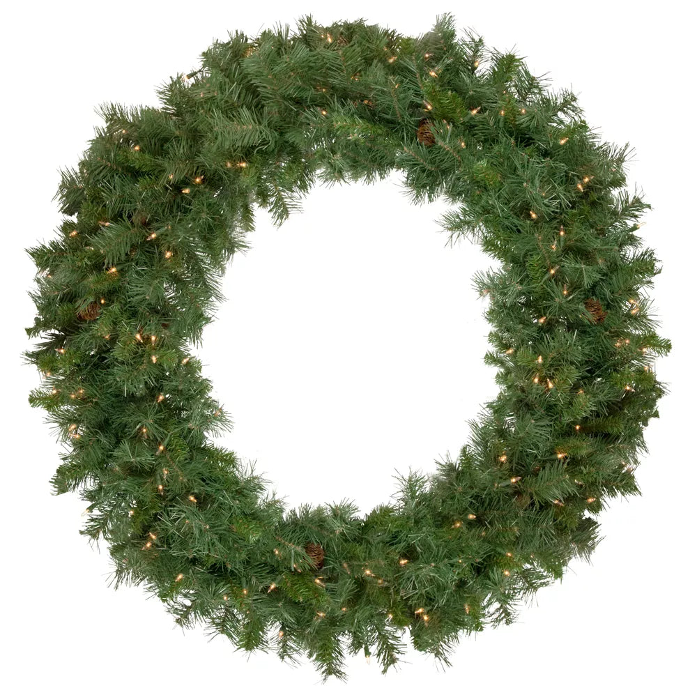 Pre-Lit 48-Inch Black River Pine Artificial Holiday Wreath with Clear Lights