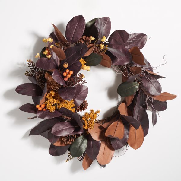 30" Magnolia Leaf Fruit Wreath – Fall Floral Decor