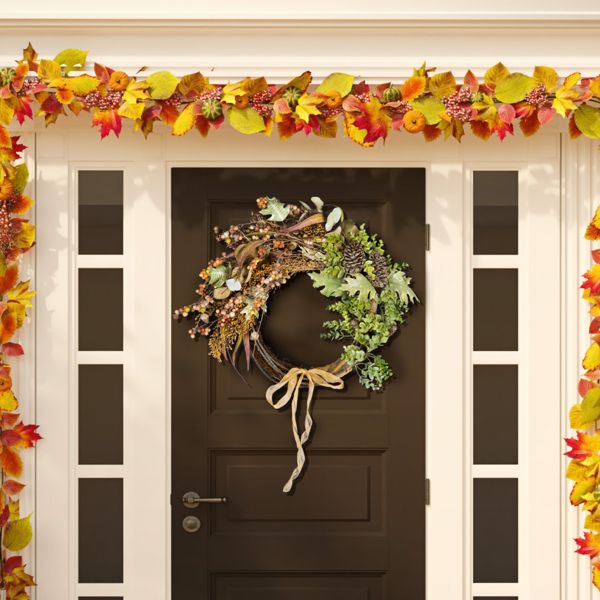24" Faux Berry & Eucalyptus Semi-Wreath – Green & Brown