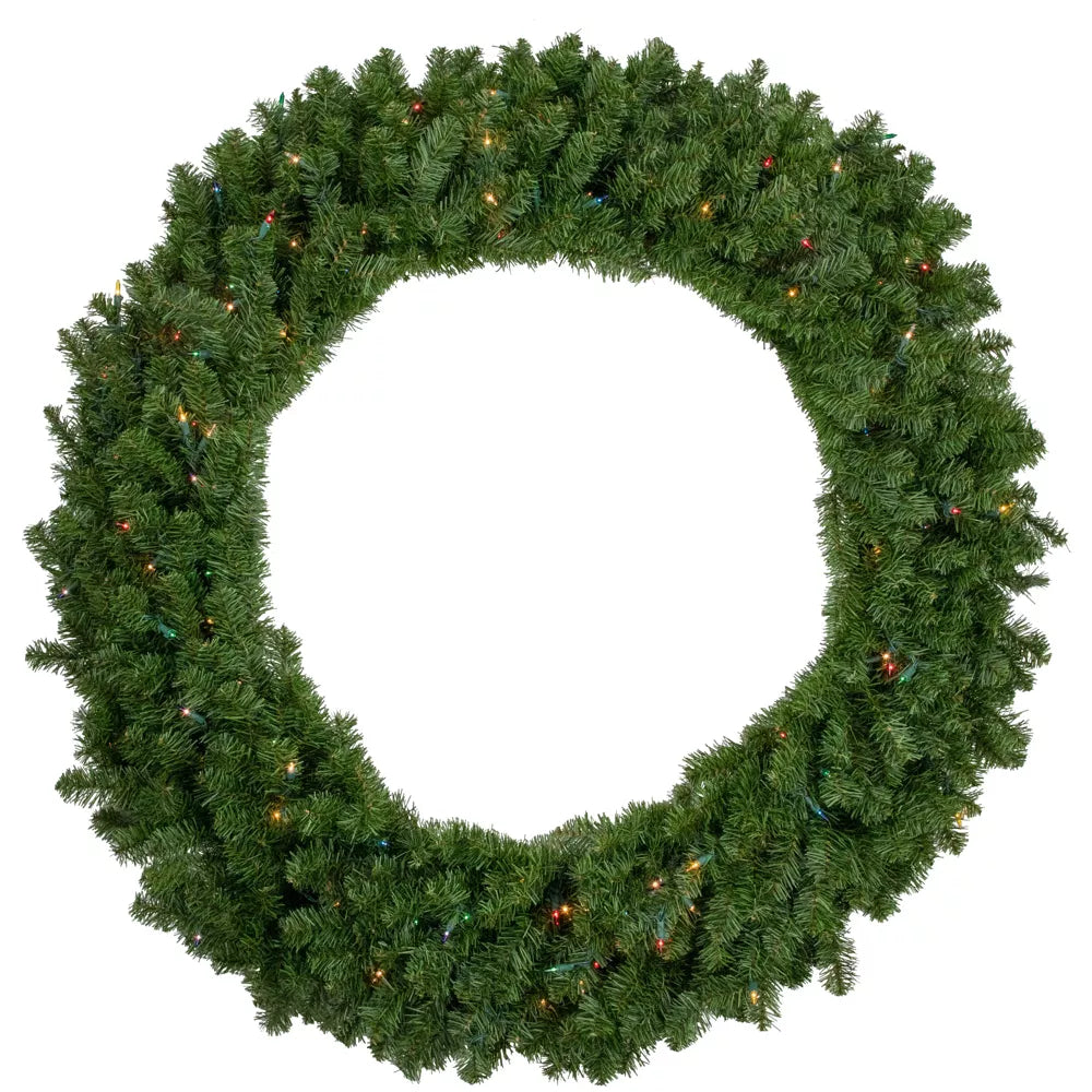 48-Inch Pre-Lit Canadian Pine Artificial Christmas Wreath with Multi-Colored Lights