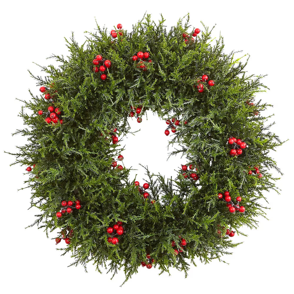 20 Inch Cedar Berry Artificial Wreath – Seasonal Home Décor