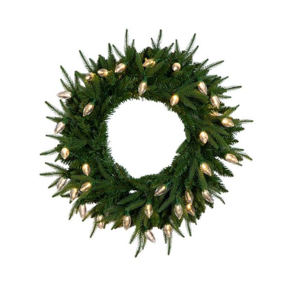 24" Pre-Lit Luxembourg Pine Christmas Wreath – Multicolor LED