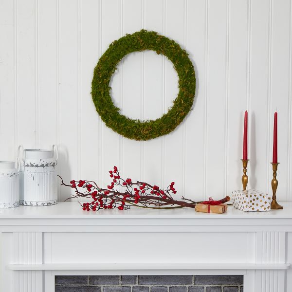 20" Moss Artificial Wreath for Year Round Home Wall Door Decor