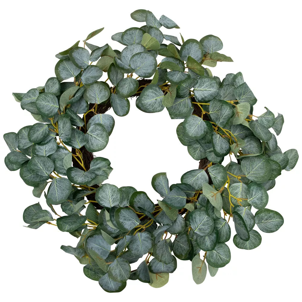 20 Inch Eucalyptus Leaves Artificial Spring Wreath – Botanical Home Décor