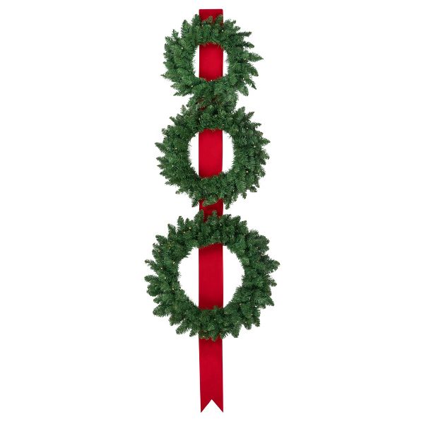 6.5’ Pre-Lit Battery Operated Wreath Trio