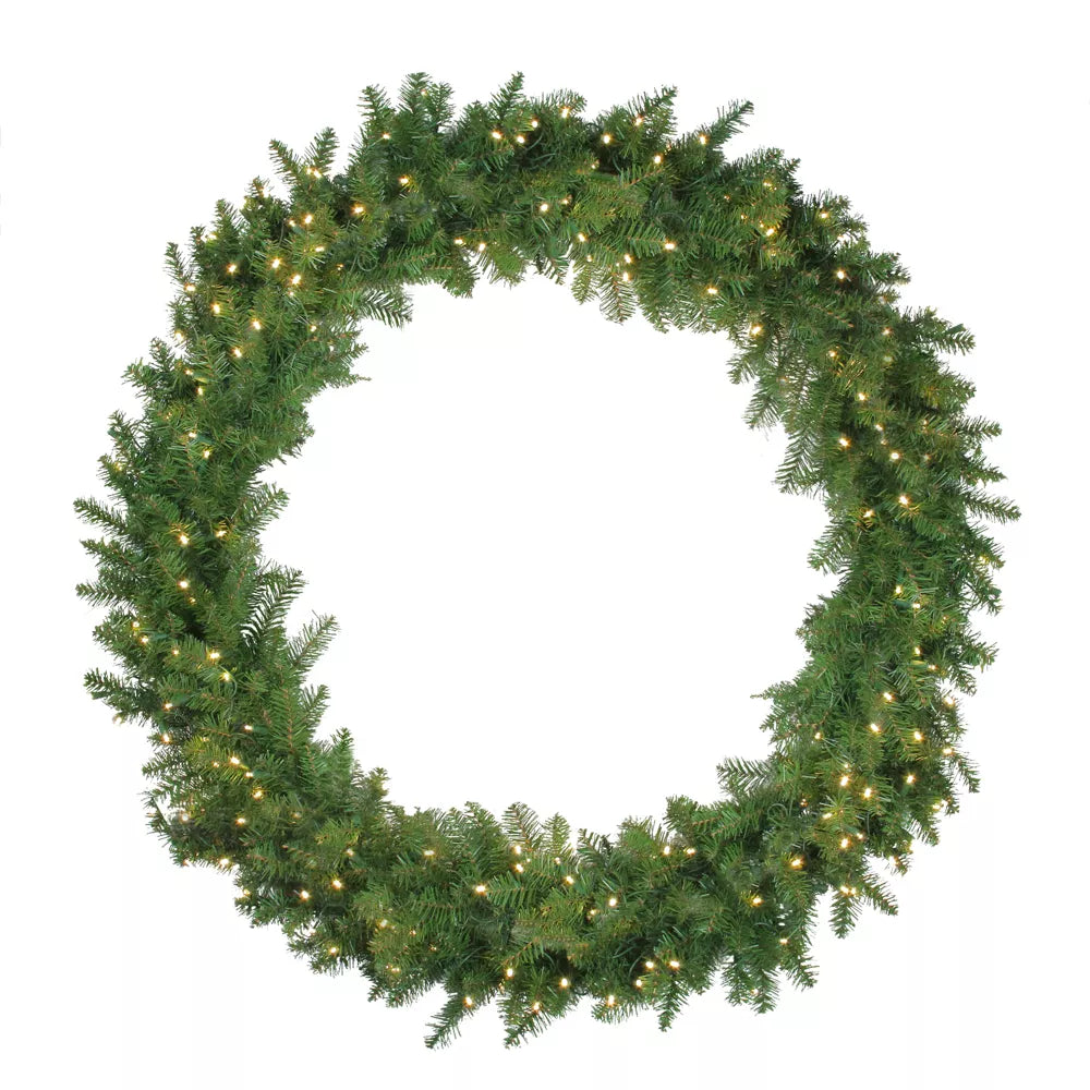 48 Inch Pre Lit Northern Pine Artificial Christmas Wreath with Warm White Lights