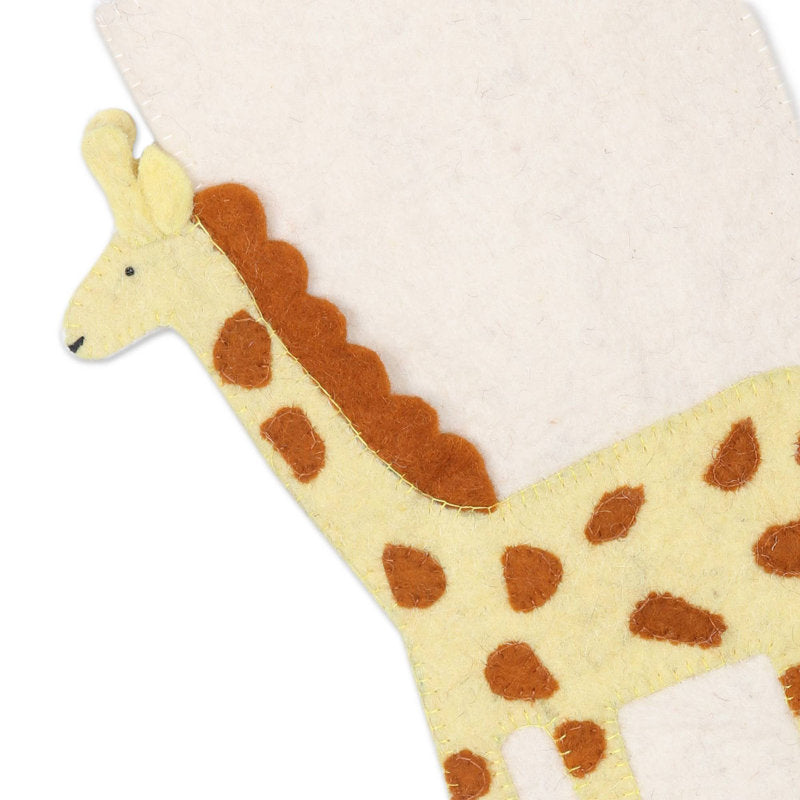 Giraffe Holiday Wool Felt Stocking