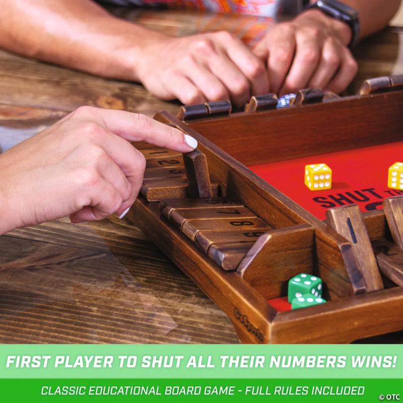 GoSports Shut the Box Premium Wooden Dice Game, Classic 4 Player Family Board Game