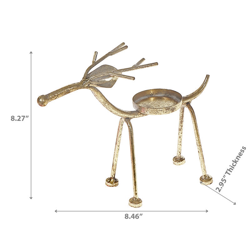 Gold Metal Deer Candleholder