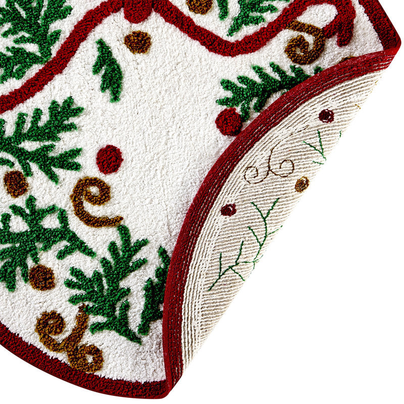 Hallmark Multi Christmas Wreath Tufted Holiday Bath Rug, 30" Round