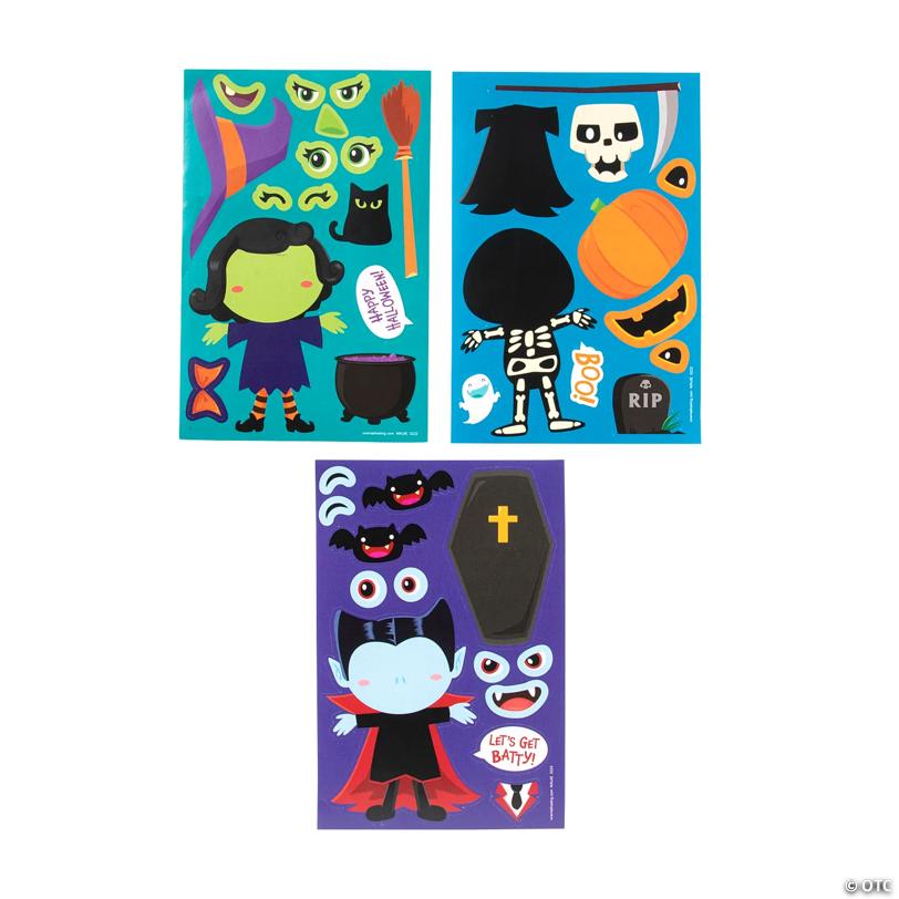 Halloween Make-a-Character Sticker Sheets - 12 Pc.