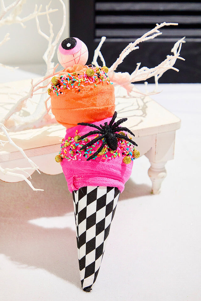 12" Pink Ice Cream Ornament for Spooky and Fun Halloween Décor