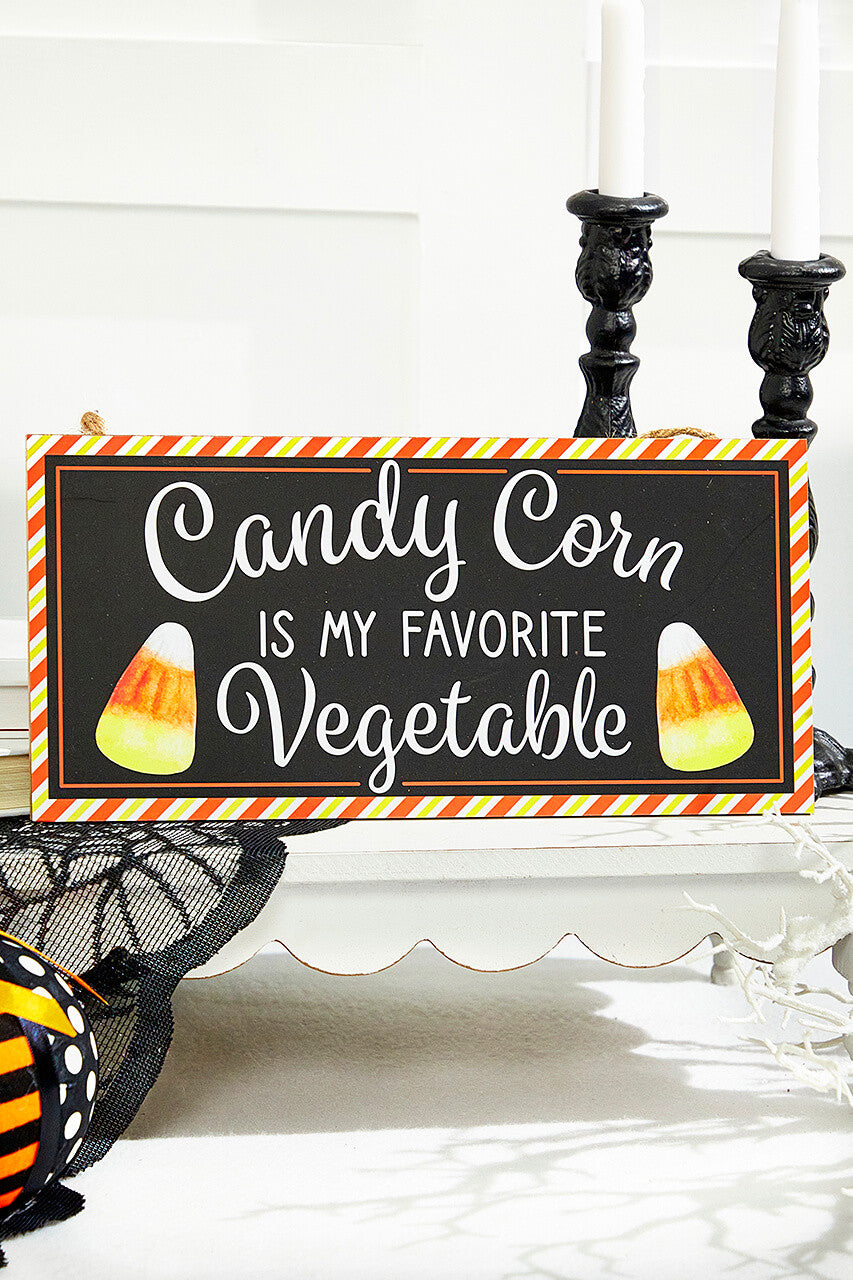 12.5" x 6" Candy Corn & Vegetable Sign Rustic Fall Wall Décor for Halloween & Harvest Themes