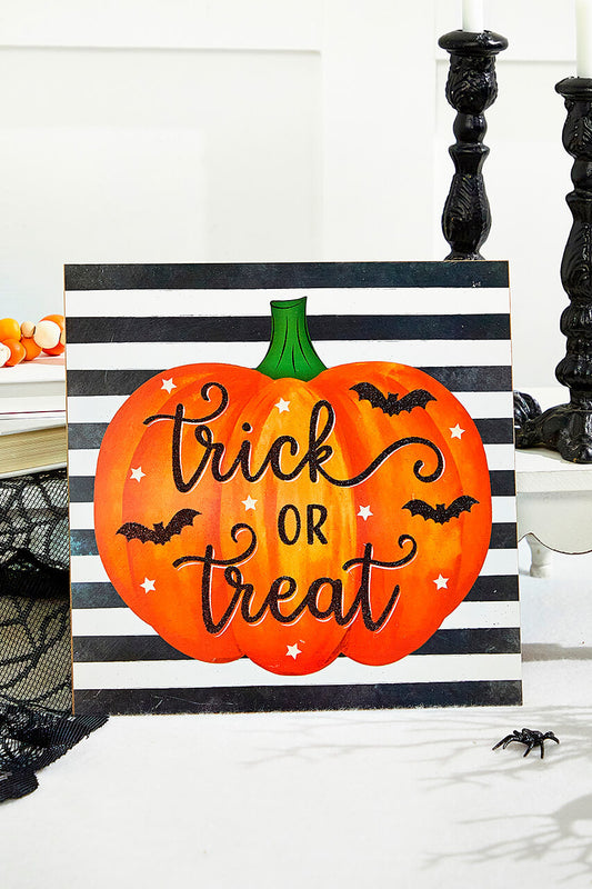 10" Trick or Treat Glitter Sign Sparkling Halloween Door Decoration.