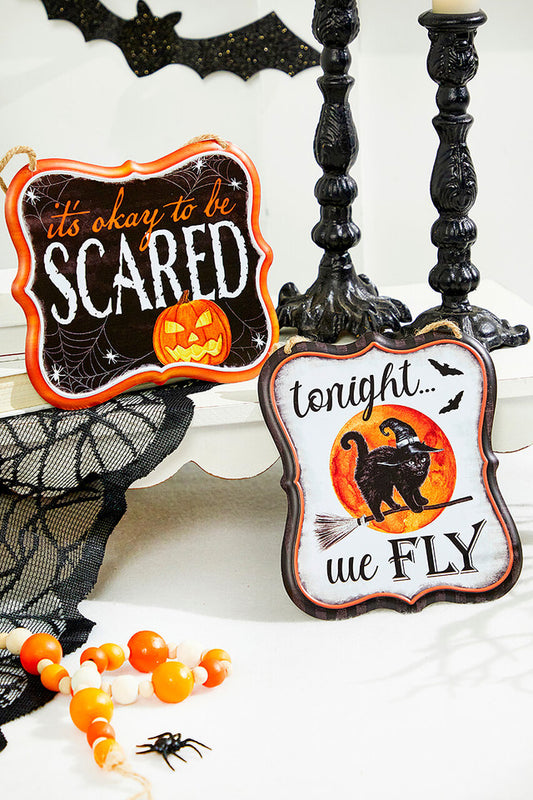 7"H x 6"L Embossed Halloween Sign Set of 2 Spooky Decorative Signs
