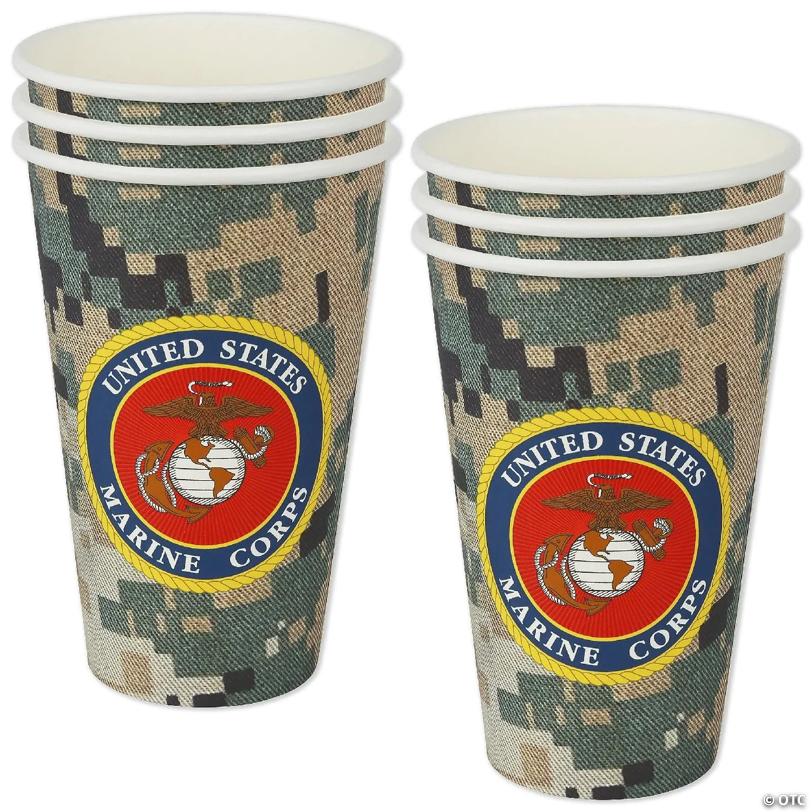 Havercamp U.S. Marines Party Cups (16 Cups)! 16Oz. Heavyweight Paper Cups! Authentic, Licensed Marine Corps Design