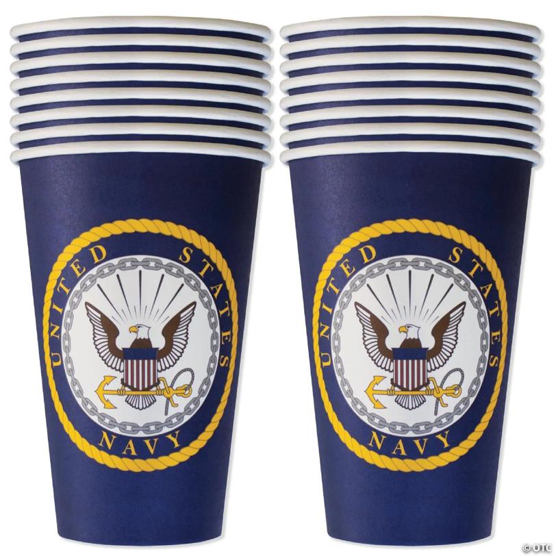 Havercamp U.S. Navy Party Cups (32 Cups)! 16Oz. Heavyweight Paper Cups! Authentic, Licensed, American Navy Design. For Graduation Parties, Retirement
