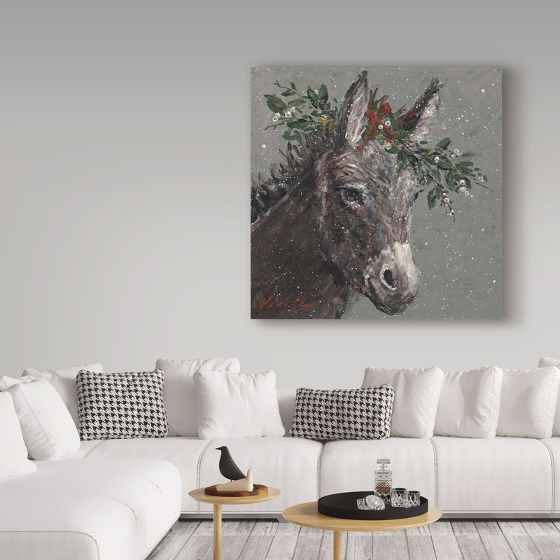 Hirth 'Mary Beth the Christmas Donkey' Graphic Art Print on Wrapped Canvas
