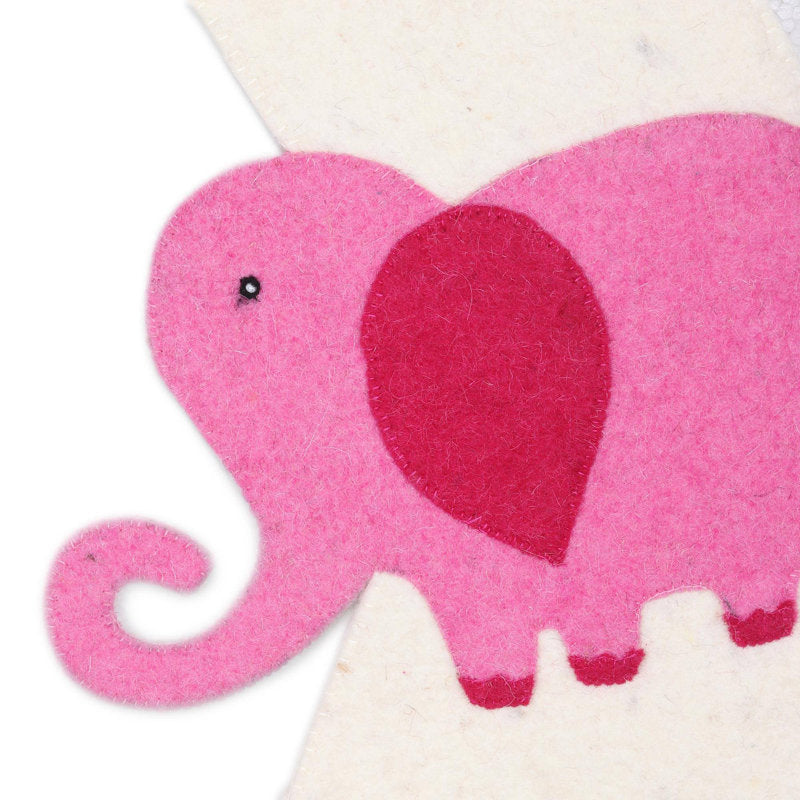 Holiday Elephant Wool Felt Stocking