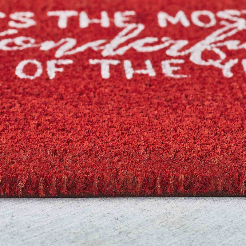 Home Red Wreath Outdoor Coir Doormat, 18" x 30"