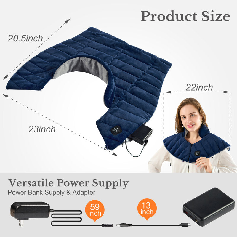 Hothugz Portable Rechargeable Heating Pad - Weighted Cordless Heat Wrap For Neck, Shoulder & Back Pain Relief With 3 Temperature Settings