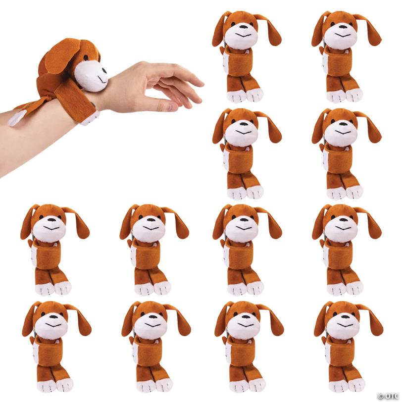 Hugging Stuffed Dog Slap Bracelets - 12 Pc.