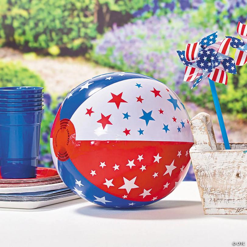 Inflatable 9" Patriotic Star Medium Vinyl Beach Balls - 12 Pc.