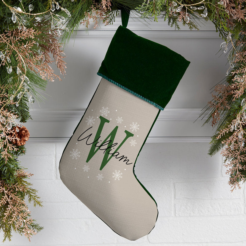 Initially Christmas Personalized Green Christmas Stockings