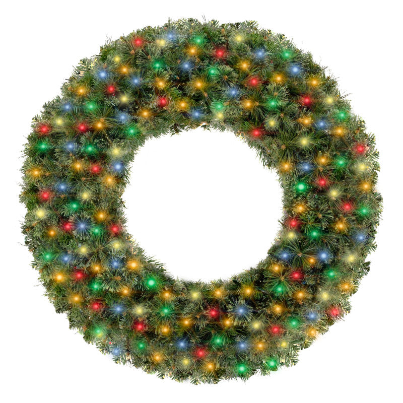 60" Artificial Christmas Wreath hanging on a front door