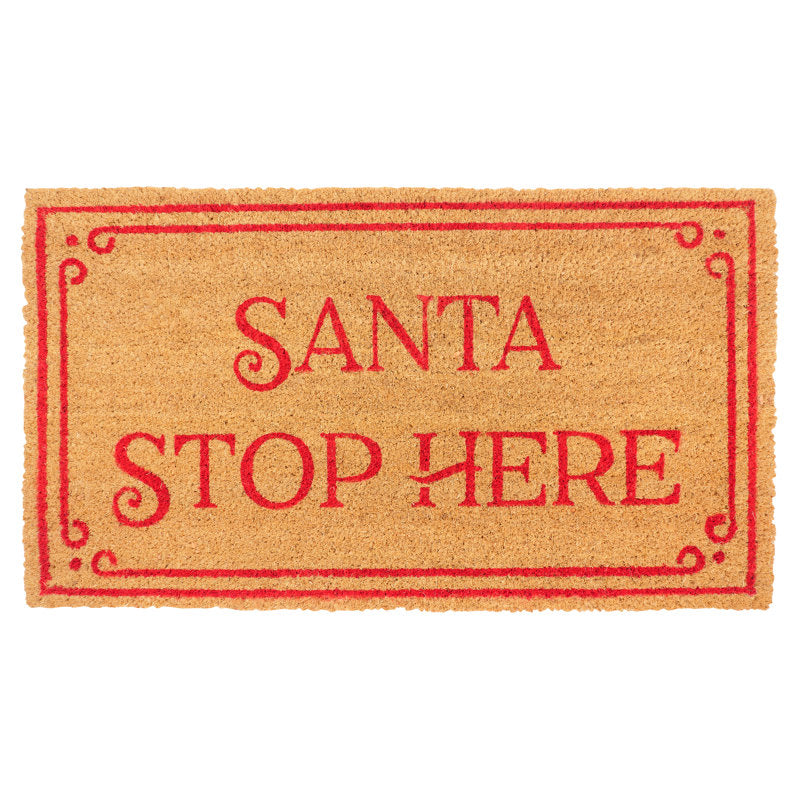 Jefri 17" x 30" Coir Mat - Santa Stop Here