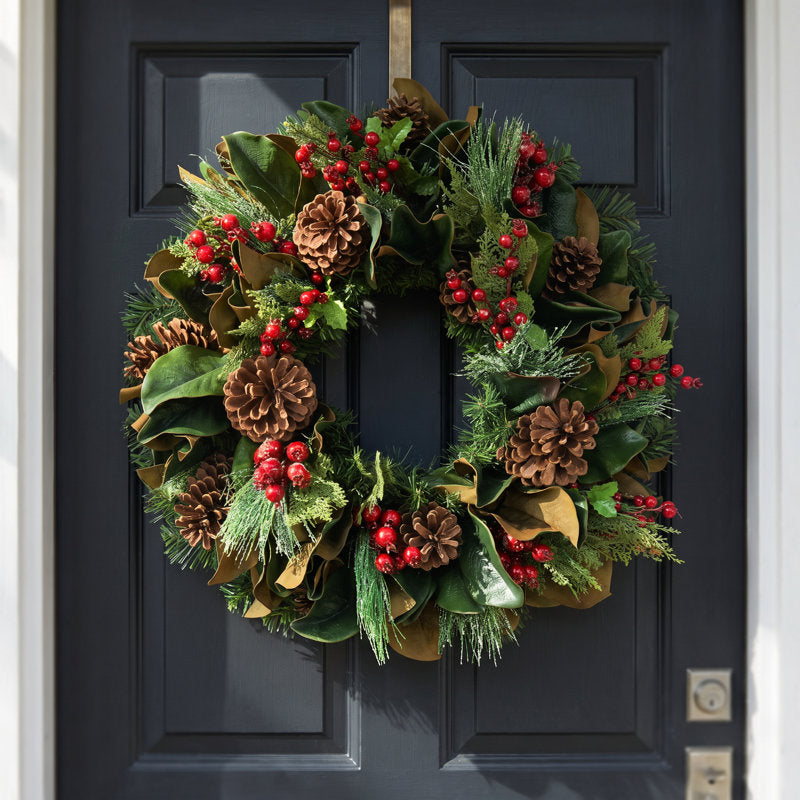 Pine Christmas Wreath as a festive door display