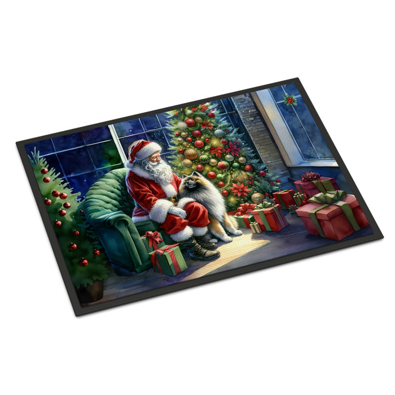 Keeshond and Santa Claus Doormat