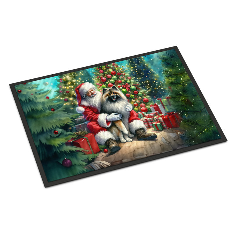 Keeshond and Santa Claus Doormat
