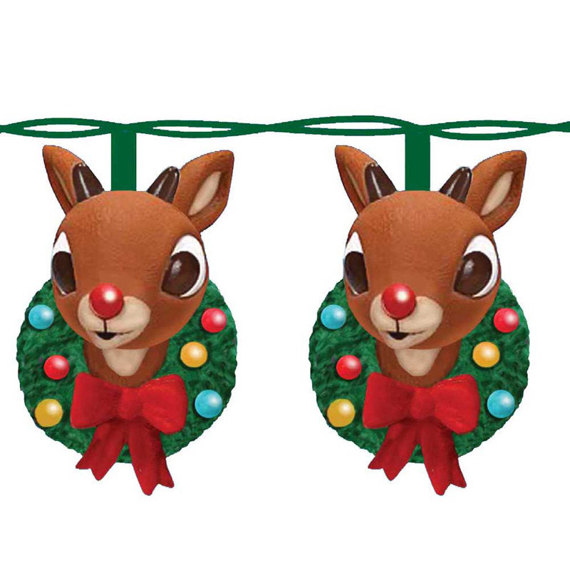 Kurt Adler 10-Light Rudolph Head with Wreath Light Set