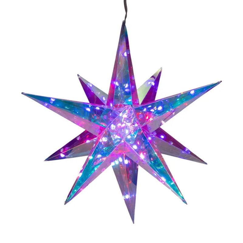 Kurt Adler Lighted Magical Iridescence Holographic Foldable Starburst with Remote, 14.5"