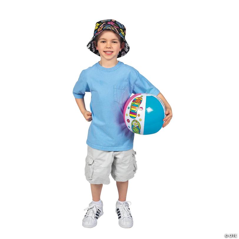 Large Inflatable 12" Color Your Own Flip Flop Vinyl Beach Balls – 12 Pc.