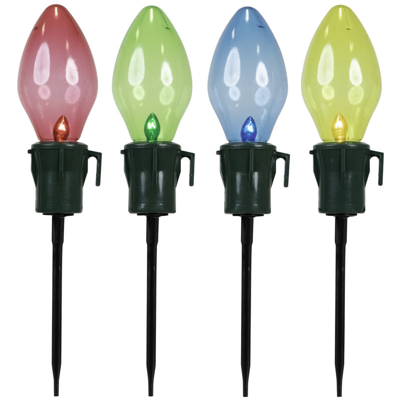 Lighted Multi-Color Jumbo C7 Bulb Christmas Pathway Marker Lawn Stakes