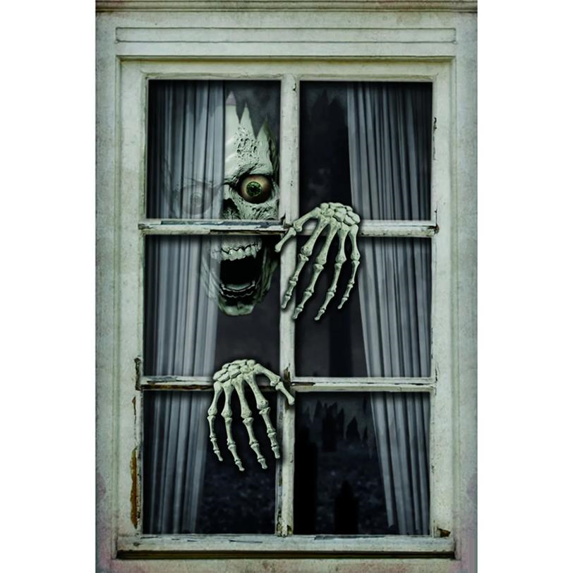Skull & Hands Window Frame Prop Halloween Decoration 31 1/2" x 47 1/4"