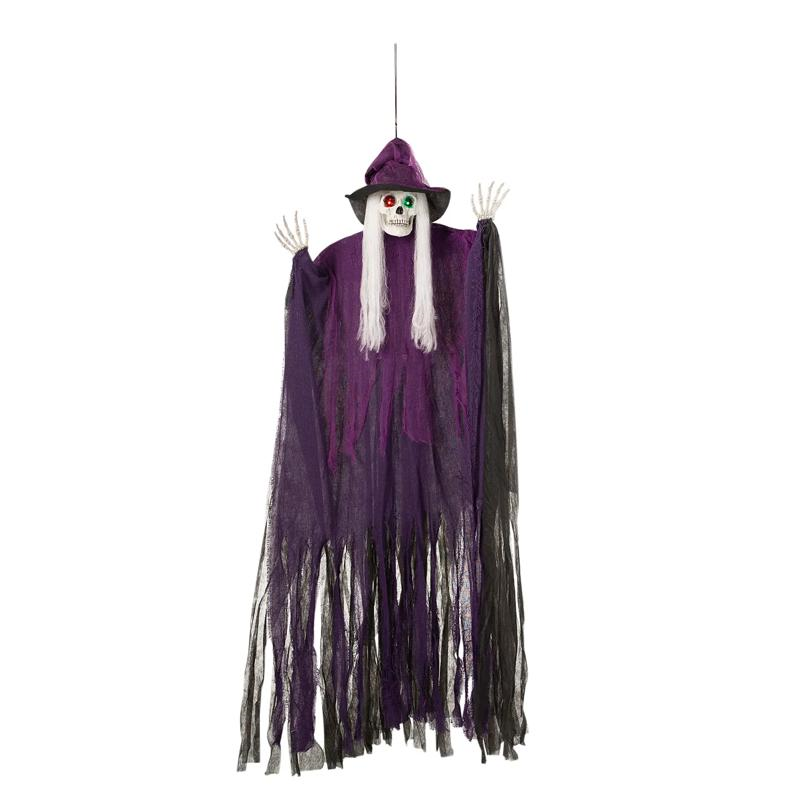Light-Up Eyes Skeletal Witch Halloween Hanging Decoration 6 Ft.