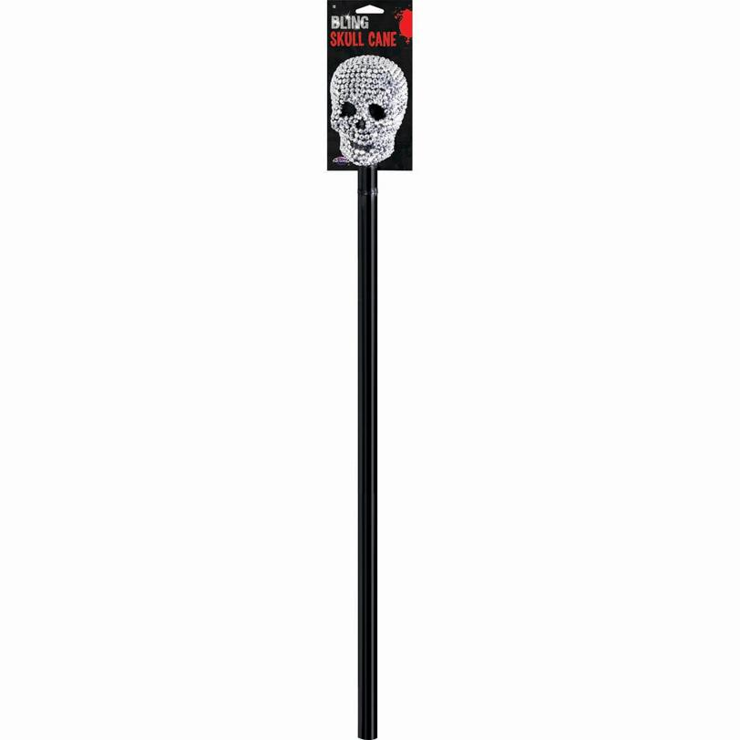 36 Rhinestone Bling Plastic Skull Cane Costume Accessory
