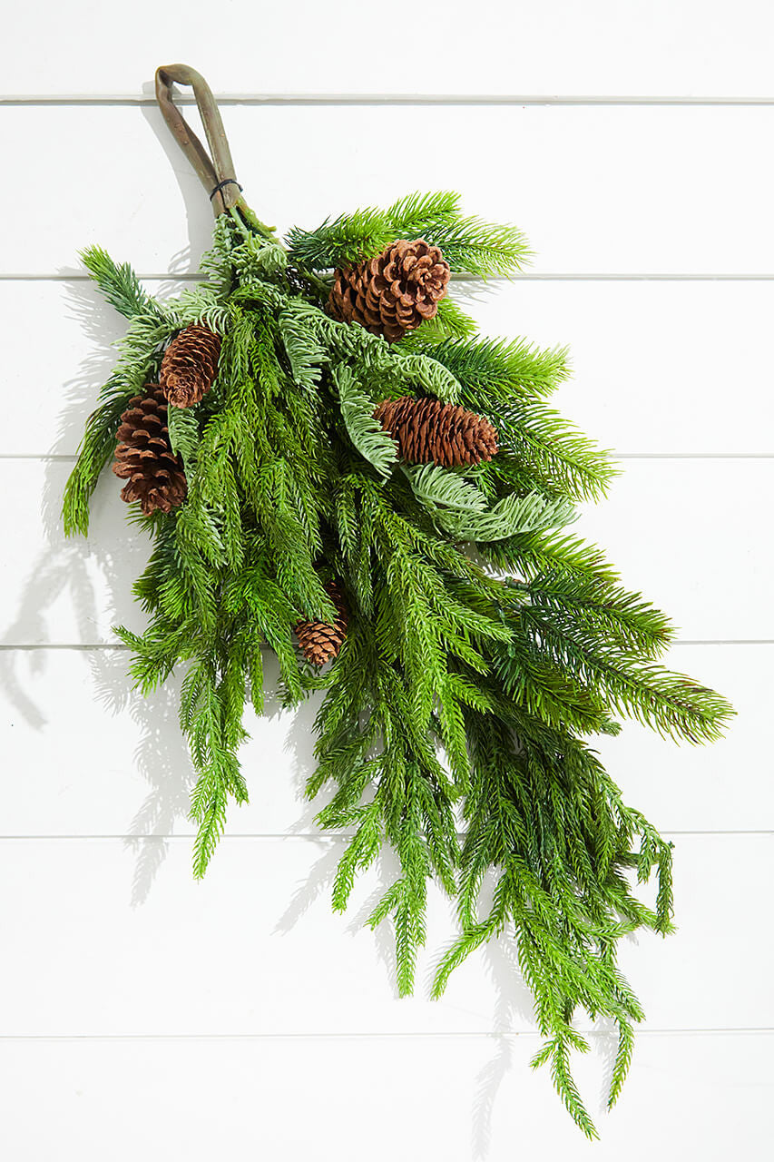 27” Real Touch Norfolk Spruce Juniper Teardrop for Holiday and Winter Decor