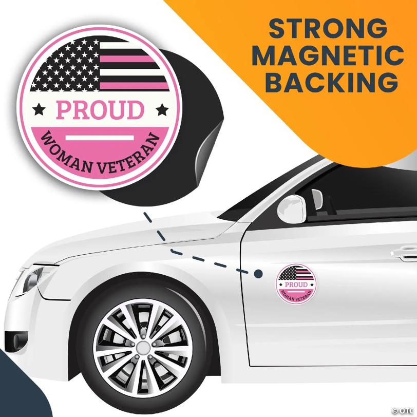 Magnet Me Up Proud Woman Veteran Military Pink Magnet Decal, 5 In, Perfect for Car, Truck, SUV Or Any Magnetic Surface, Gift, Support Women Veterans