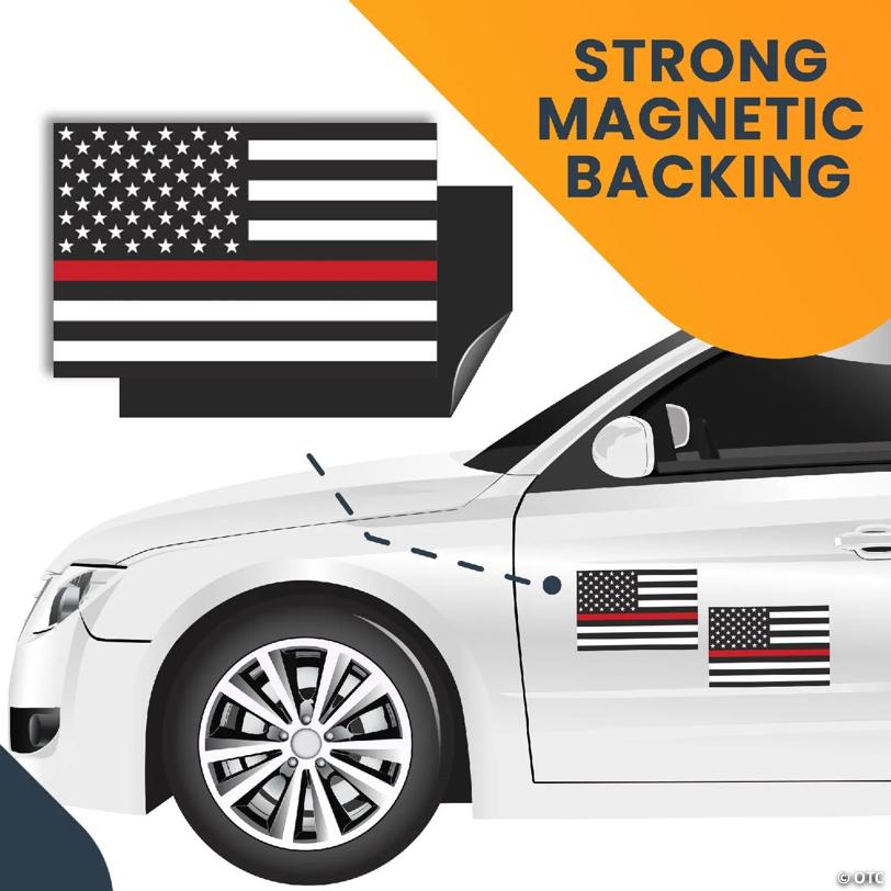 Magnet Me Up Thin Red Line Magnet Decal, 4x6 Inches, 2 Pack, Automotive Magnet for Car Truck SUV, in Support of Our Firefighters and Local Fire Department