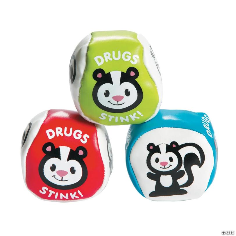 Mini Drug-Free Awareness Drugs Stink Footbags - 12 pc